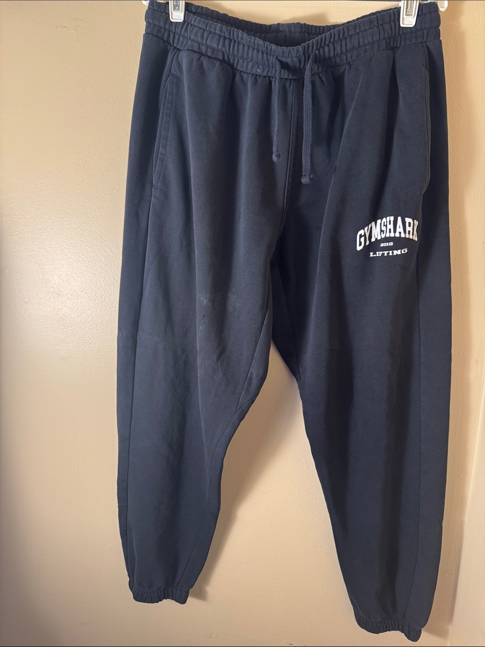 Gymshark Black Men's Joggers with White Logo